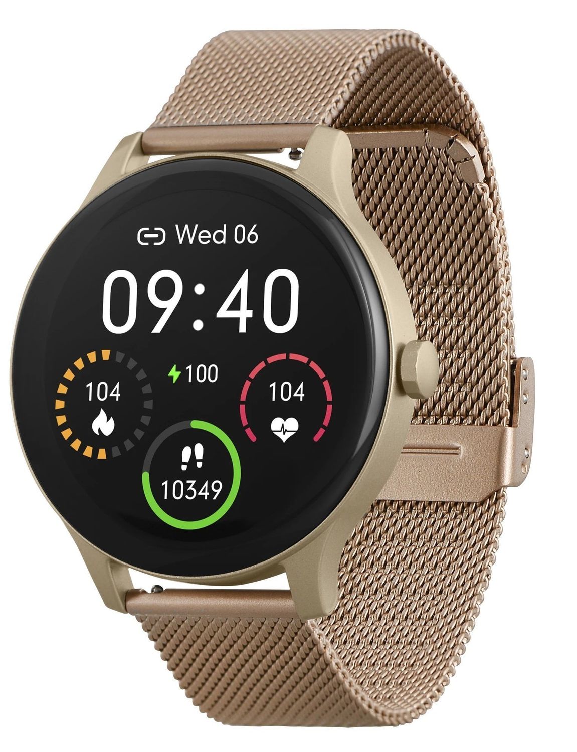 Smartwatch damski Garett Classy złoty, stalowy. Smartwatch damski złoty. Smartwatch damski na bransolecie. Smartwatch damski idealny na prezent dla kobiety (3).jpg